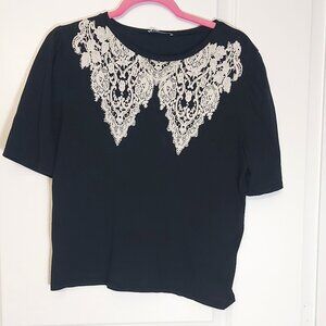 Zara "fake lace collar" t-shirt